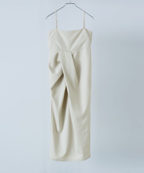 etoll.（エトル）の「タックドレープキャミソールワンピ（ワンピース・レディース・ブラック/アイボリー/グレー・M）」の10枚目の写真