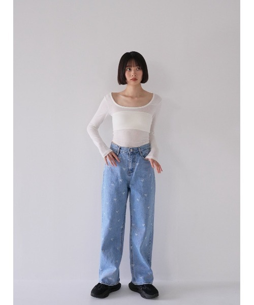 tシャツ 「ZOZO限定」Uネック レースアップ リボン トップス カットソー レディース ZOZO限定】Uネック レースアップ リボン トップス カットソー（T