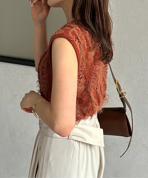 Thevon(ゼボン)の「フリンジノースリニット(ニット/セーター・レディース・ブラック/アイボリー/オレンジ/グレー/ブラウン/グリーン・FREE)」の17枚目の写真