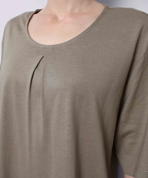 MB mint breeze（エムビーミントブリーズ）の「【LL～6L 大きいサイズ】【WEB/一部店舗限定】異素材切替えAラインワンピース（ワンピース・レディース・カーキ/グレー/ネイビー・LL/3L/4L/5L/6L）」の15枚目の写真