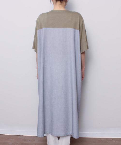 MB mint breeze（エムビーミントブリーズ）の「【LL～6L 大きいサイズ】【WEB/一部店舗限定】異素材切替えAラインワンピース（ワンピース・レディース・カーキ/グレー/ネイビー・LL/3L/4L/5L/6L）」の17枚目の写真