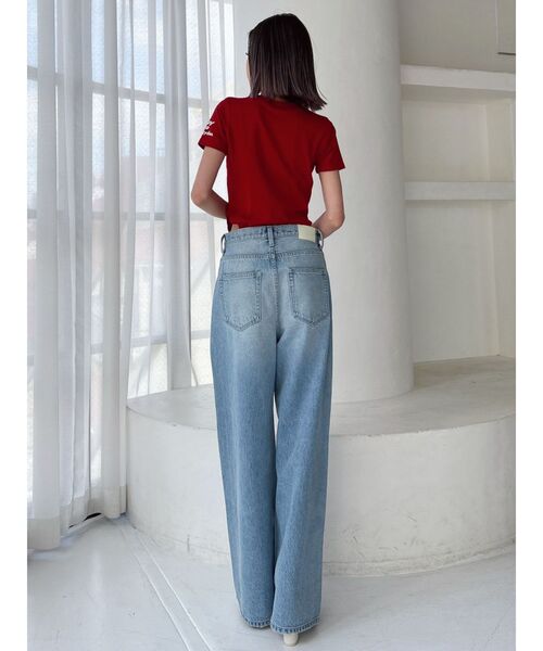 GYDA（ジェイダ）の「ハイウエストRIPPERSワイドパンツ（デニムパンツ・レディース・ライトブルー/オフホワイト/ピンク・MEDIUM/SMALL）」の17枚目の写真