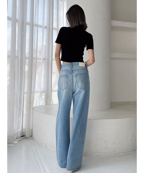 GYDA（ジェイダ）の「ハイウエストRIPPERSワイドパンツ（デニムパンツ・レディース・ライトブルー/オフホワイト/ピンク・MEDIUM/SMALL）」の22枚目の写真