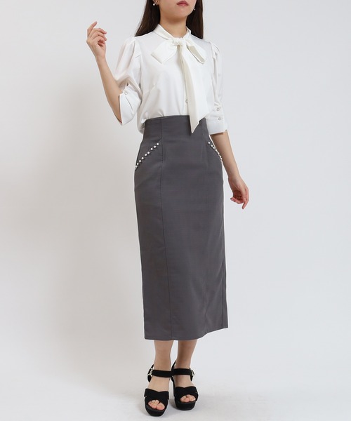 ASTORIA ODIER（アストリアオディール）の「とろみボウタイブラウス（シャツ/ブラウス・レディース・ピンクベージュ/サックスブルー/ホワイト/カーキ・MEDIUM）」の15枚目の写真