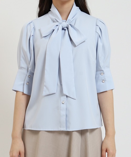 ASTORIA ODIER（アストリアオディール）の「とろみボウタイブラウス（シャツ/ブラウス・レディース・ピンクベージュ/サックスブルー/ホワイト/カーキ・MEDIUM）」の22枚目の写真