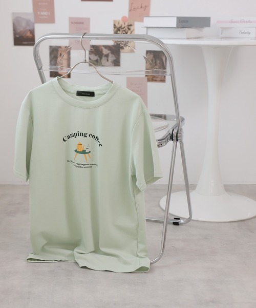 Girly Doll(ガーリードール)の「イラストロゴプリントTシャツ(Tシャツ/カットソー・レディース・グレー/ピンク/グリーン/ベージュ/ホワイト・F)」の17枚目の写真