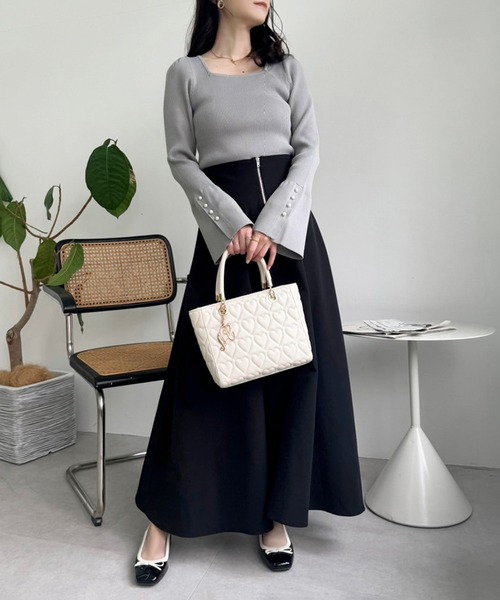 one after another NICE CLAUP（ワンアフターアナザーナイスクラップ）の「ビッグハートキルティングミニトートバッグ（トートバッグ・レディース・ブラック/ベージュ/アイボリー・FREE）」の11枚目の写真