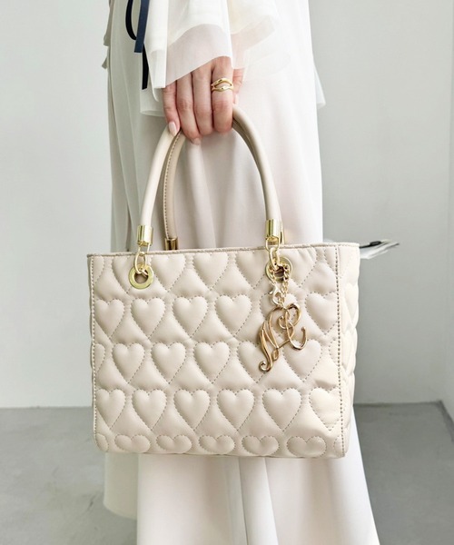 one after another NICE CLAUP（ワンアフターアナザーナイスクラップ）の「ビッグハートキルティングミニトートバッグ（トートバッグ・レディース・ブラック/ベージュ/アイボリー・FREE）」の13枚目の写真