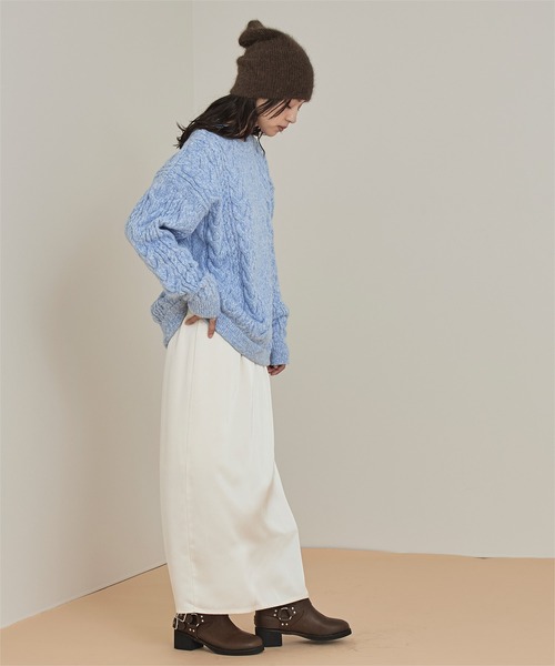 miette(ミエット)の「オーバーサイズケーブル編みニット(ニット/セーター・レディース・ブルー系その他/ホワイト系その他・FREE)」の15枚目の写真