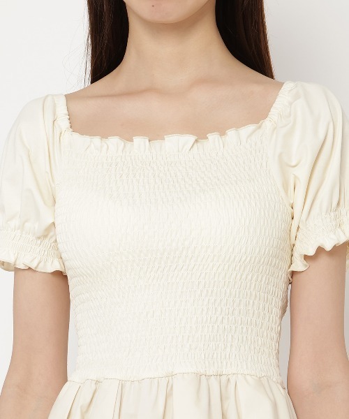 REDYAZEL(レディアゼル)の「シャーリングカットドッキングワンピース(ワンピース・レディース・ブラック/オフホワイト・FREE)」の9枚目の写真