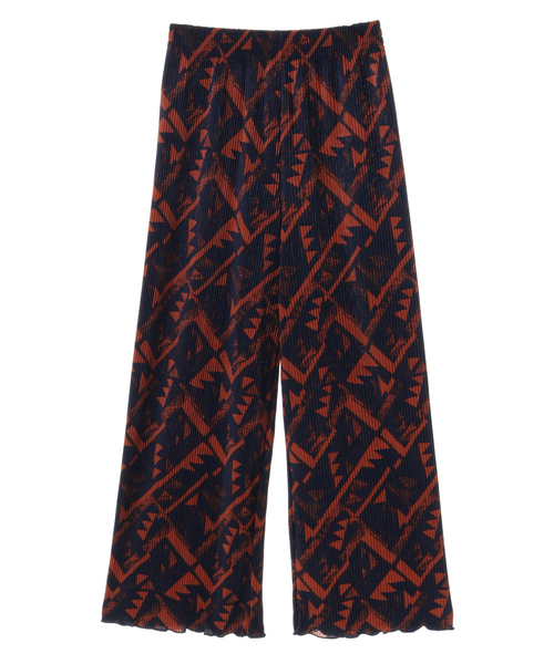 SOFFITTO（ソフィット）の「スムース（エスニック柄プリント）クリスタルプリーツパンツ(取り扱い店舗限定)（その他パンツ・レディース・ブラウン系その他/ブラック×ホワイト・FREE）」の2枚目の写真