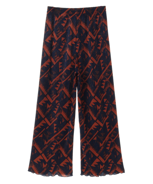 SOFFITTO（ソフィット）の「スムース（エスニック柄プリント）クリスタルプリーツパンツ(取り扱い店舗限定)（その他パンツ・レディース・ブラウン系その他/ブラック×ホワイト・FREE）」の3枚目の写真