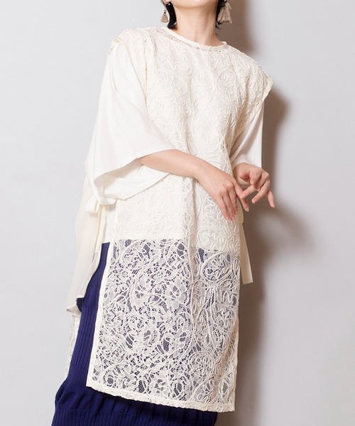 OSMOSIS（オズモーシス）の「サイドリボンレースベスト（ベスト・レディース・ベージュ/ブラック/アイボリー・ONE SIZE）」の2枚目の写真