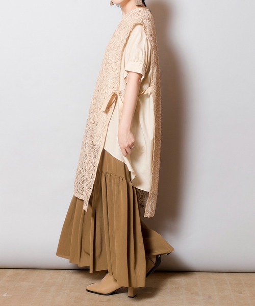 OSMOSIS（オズモーシス）の「サイドリボンレースベスト（ベスト・レディース・ベージュ/ブラック/アイボリー・ONE SIZE）」の10枚目の写真