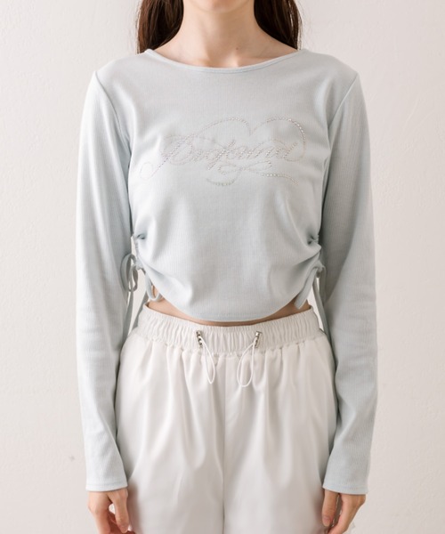 OLIVE des OLIVE(オリーブデオリーブ)の「きらきらドロストTシャツ(Tシャツ/カットソー・レディース・ブラウン/ピンク/ブラック/サックスブルー/オフホワイト・FREE)」の15枚目の写真