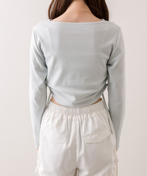 OLIVE des OLIVE(オリーブデオリーブ)の「きらきらドロストTシャツ(Tシャツ/カットソー・レディース・ブラウン/ピンク/ブラック/サックスブルー/オフホワイト・FREE)」の17枚目の写真