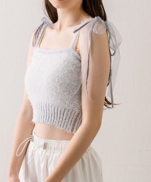 OLIVE des OLIVE（オリーブデオリーブ）の「肩リボンキャミソール（アンサンブル・レディース・アイボリー/サックスブルー/ブラウン/ラベンダー・FREE）」の6枚目の写真