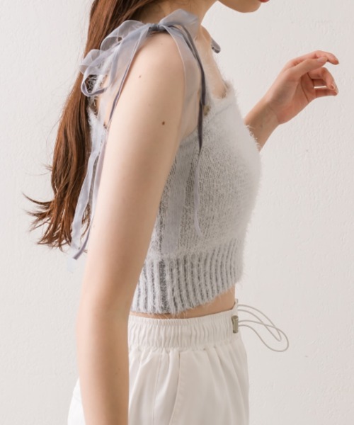 OLIVE des OLIVE（オリーブデオリーブ）の「肩リボンキャミソール（アンサンブル・レディース・アイボリー/サックスブルー/ブラウン/ラベンダー・FREE）」の7枚目の写真