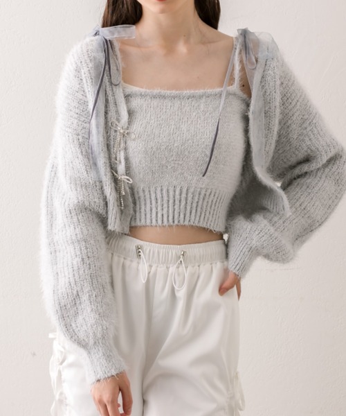 OLIVE des OLIVE（オリーブデオリーブ）の「肩リボンキャミソール（アンサンブル・レディース・アイボリー/サックスブルー/ブラウン/ラベンダー・FREE）」の9枚目の写真