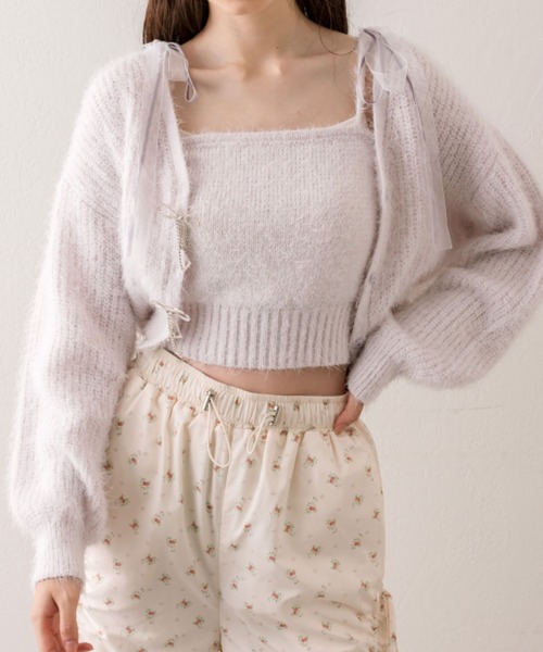 OLIVE des OLIVE（オリーブデオリーブ）の「肩リボンキャミソール（アンサンブル・レディース・アイボリー/サックスブルー/ブラウン/ラベンダー・FREE）」の12枚目の写真