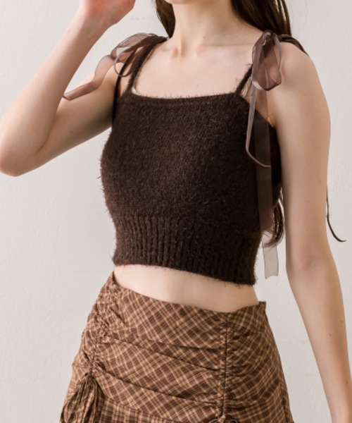 OLIVE des OLIVE（オリーブデオリーブ）の「肩リボンキャミソール（アンサンブル・レディース・アイボリー/サックスブルー/ブラウン/ラベンダー・FREE）」の13枚目の写真