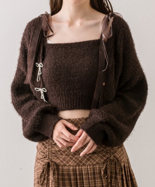 OLIVE des OLIVE（オリーブデオリーブ）の「肩リボンキャミソール（アンサンブル・レディース・アイボリー/サックスブルー/ブラウン/ラベンダー・FREE）」の15枚目の写真