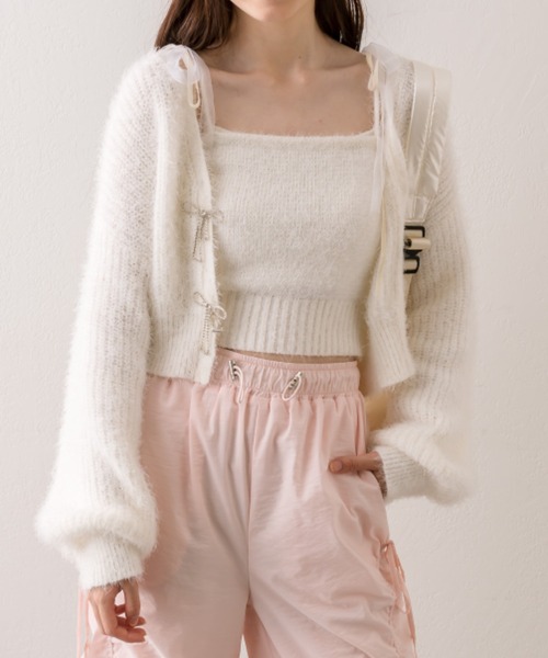 OLIVE des OLIVE（オリーブデオリーブ）の「肩リボンキャミソール（アンサンブル・レディース・アイボリー/サックスブルー/ブラウン/ラベンダー・FREE）」の17枚目の写真