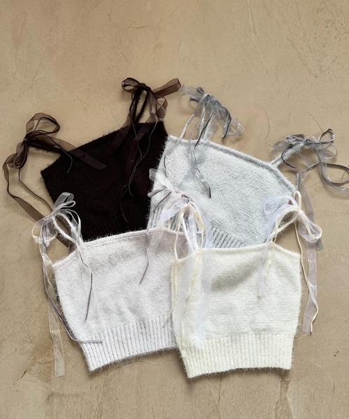 OLIVE des OLIVE（オリーブデオリーブ）の「肩リボンキャミソール（アンサンブル・レディース・アイボリー/サックスブルー/ブラウン/ラベンダー・FREE）」の5枚目の写真