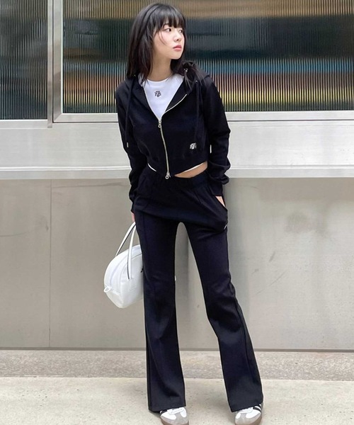 muahmuah(ムーアムーア)の「A'GEM/9 × .kom 『muah muah/ムーアムーア』 LOGO STITCH LINE PANTS/ロゴステッチ ラインパンツ(その他パンツ・レディース・ブラック/アイボリー・FREE)」の13枚目の写真