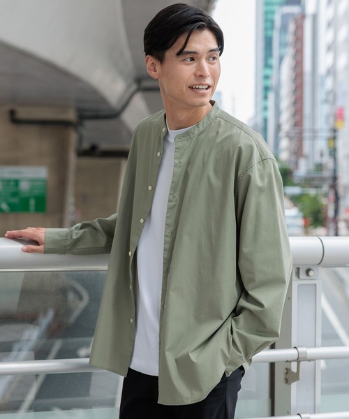 GLOBAL WORK Smile Seed Store(グローバルワーク スマイルシードストア)の「イージーケアバンドシャツ/115909(シャツ/ブラウス・メンズ・ネイビー/ブルー系その他/ブルー系その他5/ホワイト/オフホワイト/グレー/ブルー系その他6/チャコール/グリーン系その他3・MEDIUM/LARGE/SMALL/X-LARGE)」の5枚目の写真
