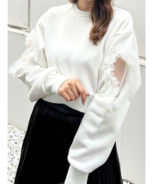 MERCURYDUO（マーキュリーデュオ）の「アームモチーフ裏毛カットソー（Tシャツ/カットソー・レディース・オフホワイト/ライトグレー・FREE）」の3枚目の写真