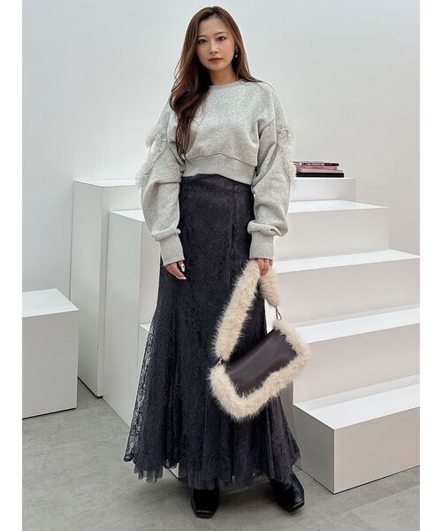 MERCURYDUO（マーキュリーデュオ）の「アームモチーフ裏毛カットソー（Tシャツ/カットソー・レディース・オフホワイト/ライトグレー・FREE）」の9枚目の写真