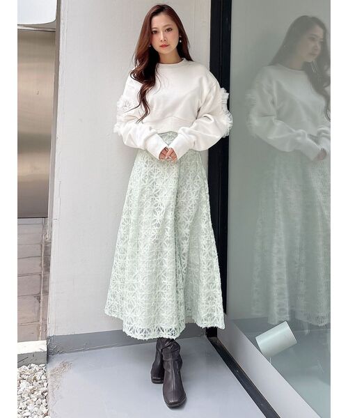 MERCURYDUO（マーキュリーデュオ）の「アームモチーフ裏毛カットソー（Tシャツ/カットソー・レディース・オフホワイト/ライトグレー・FREE）」の12枚目の写真