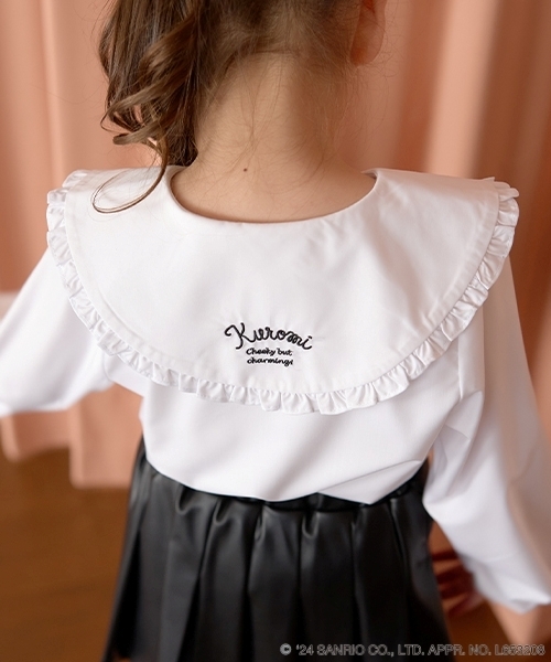 Lycee mine（リセマイン）の「【サンリオキャラクターズ】クロミフリル衿ブラウス&リボンヘアゴムセット（シャツ/ブラウス・キッズ・オフホワイト/ブラック・100cm/110cm/120cm/130cm/140cm）」の12枚目の写真