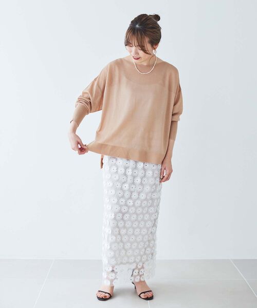le.coeur blanc(ルクールブラン)の「シアーガーターキリカエプルオーバー(ニット/セーター・レディース・ブラック/ブルー/ベージュ・38)」の7枚目の写真