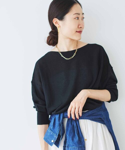 le.coeur blanc(ルクールブラン)の「シアーガーターキリカエプルオーバー(ニット/セーター・レディース・ブラック/ブルー/ベージュ・38)」の11枚目の写真