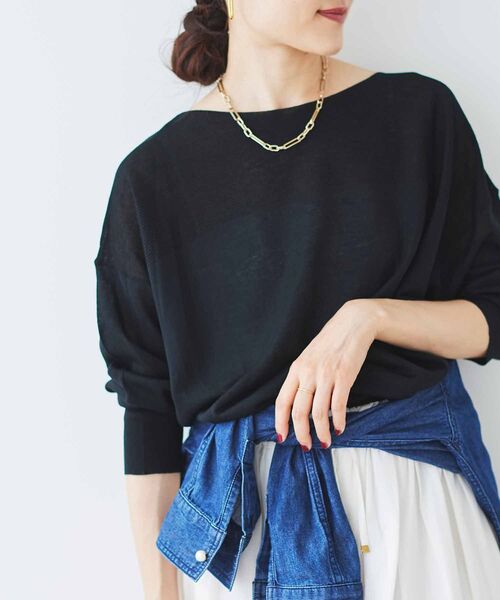 le.coeur blanc(ルクールブラン)の「シアーガーターキリカエプルオーバー(ニット/セーター・レディース・ブラック/ブルー/ベージュ・38)」の12枚目の写真
