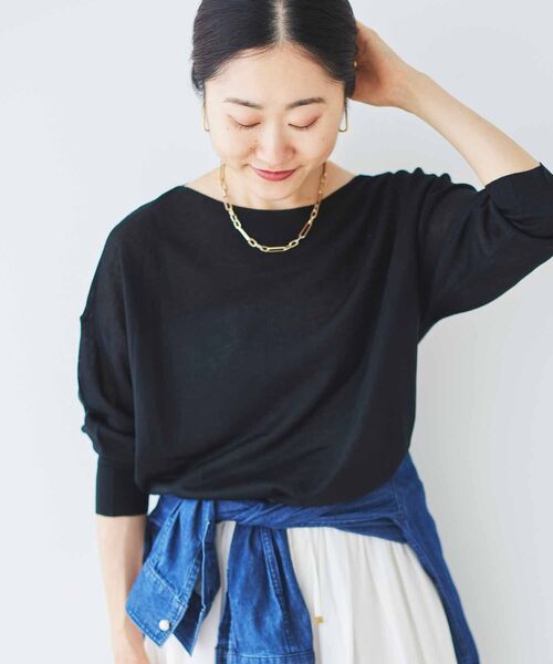 le.coeur blanc(ルクールブラン)の「シアーガーターキリカエプルオーバー(ニット/セーター・レディース・ブラック/ブルー/ベージュ・38)」の13枚目の写真