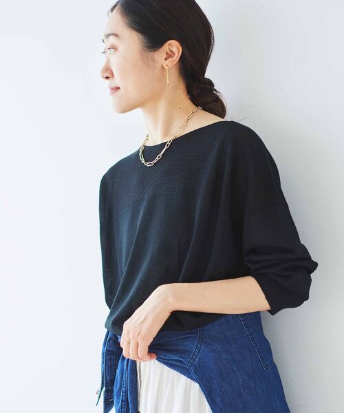 le.coeur blanc(ルクールブラン)の「シアーガーターキリカエプルオーバー(ニット/セーター・レディース・ブラック/ブルー/ベージュ・38)」の14枚目の写真