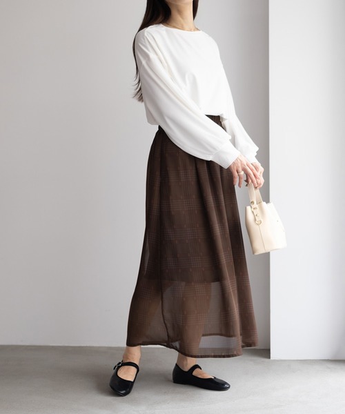 HusHusH(ハッシュアッシュ)の「HusHusH チェックプリントシフォンスカート(スカート・レディース・チャコールグレー/ベージュ・M/L)」の7枚目の写真