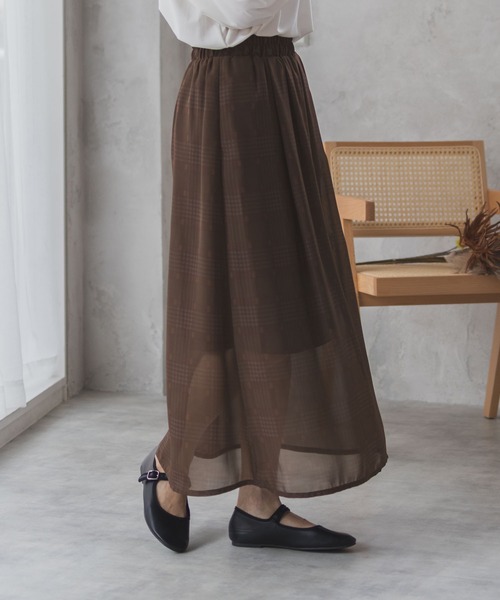 HusHusH(ハッシュアッシュ)の「HusHusH チェックプリントシフォンスカート(スカート・レディース・チャコールグレー/ベージュ・M/L)」の6枚目の写真