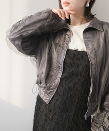 rectangle（レクタングル）の「シャイニー×チュールシャーリングブルゾン（ブルゾン）」