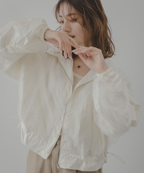 シャイニー×チュールシャーリングブルゾン（ブルゾン）｜rectangle（レクタングル）