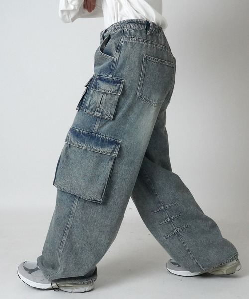ILL'S(イルズ)の「25SS ヴィンテージメイク レトロライク Y2Kグランジ ケミカル加工 マルチポケットデニムカーゴパンツ【ILL'S】(デニムパンツ・メンズ・ブラウン/サックスブルー/ブラック・L/M)」の7枚目の写真