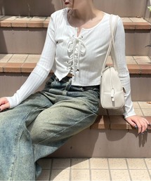 clear | フロントスピンドルワイドリブ長袖カットソートップス [肌見せコーデ 韓国コーデ]≪2024AW新作≫(Tシャツ/カットソー)