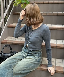 clear | フロントスピンドルワイドリブ長袖カットソートップス [肌見せコーデ 韓国コーデ]≪2024AW新作≫(Tシャツ/カットソー)