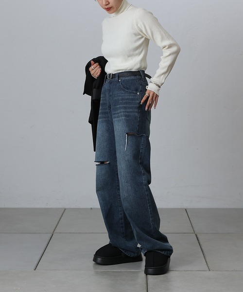 COLONY 2139（コロニートゥーワンスリーナイン）の「抗ピルPBTリブタートルニット（ニット/セーター・レディース・オフホワイト/グレー/ブラック/ホワイト/レッド・FREE）」の21枚目の写真