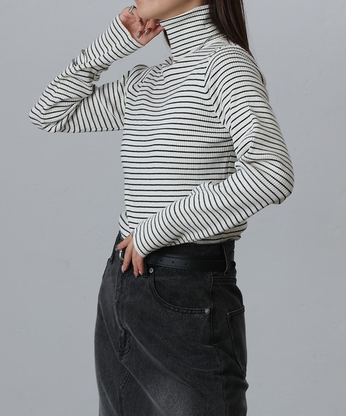 COLONY 2139（コロニートゥーワンスリーナイン）の「抗ピルPBTリブタートルニット（ニット/セーター・レディース・オフホワイト/グレー/ブラック/ホワイト/レッド・FREE）」の9枚目の写真