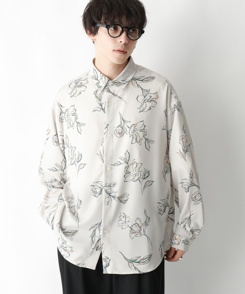 RAGEBLUE(レイジブルー)の「【LUXURY+EASY】ラグイージー/フラワー柄ルーズドレープシャツ(シャツ/ブラウス・メンズ・ブラック/ホワイト・MEDIUM/LARGE)」の6枚目の写真