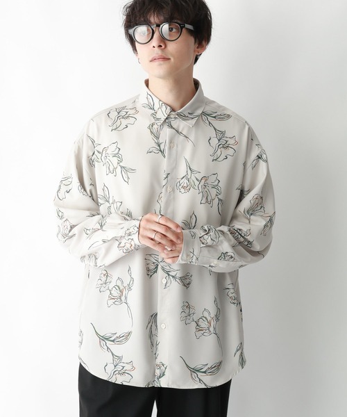 RAGEBLUE(レイジブルー)の「【LUXURY+EASY】ラグイージー/フラワー柄ルーズドレープシャツ(シャツ/ブラウス・メンズ・ブラック/ホワイト・MEDIUM/LARGE)」の7枚目の写真